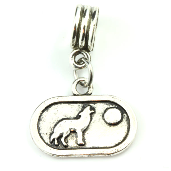 Wolf Howling at Moon Charm